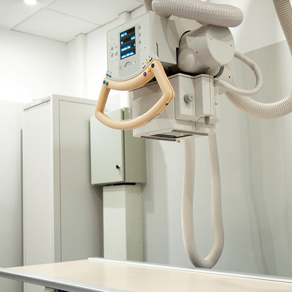 x-ray machine with x-ray table in a hospital